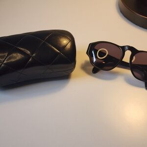 CHANEL Black Sunglasses with Dark Smoke Lenses
